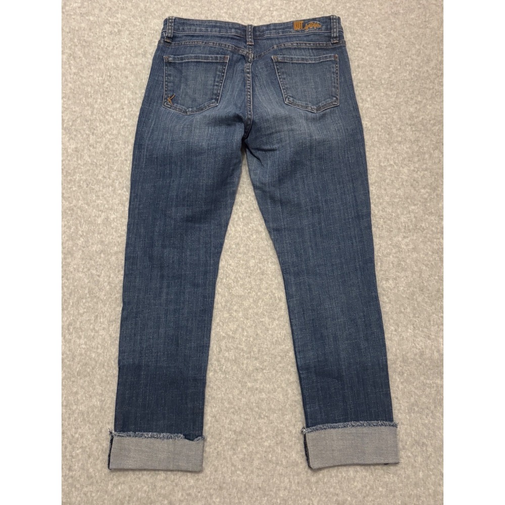 KUT from the Kloth Straight Leg Denim Jeans Blue Raw Hem Size 4 - Picture 11 of 15